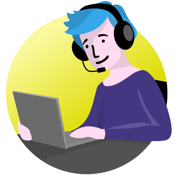 2D Erklärfilm-Reihe "Barrierefreiheit in der Hochschullehre", für das Projekt "Lehre:inklusiv", Portrait einer Studentin mit Kopfhörern am Laptop.